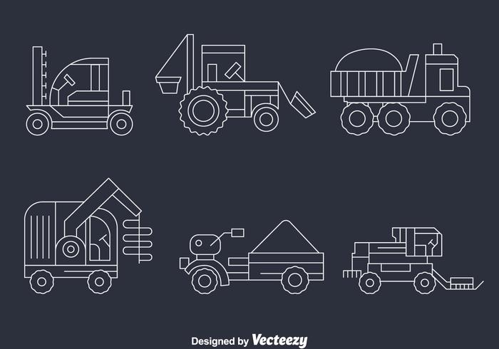 Harvest Tractors Line Vector