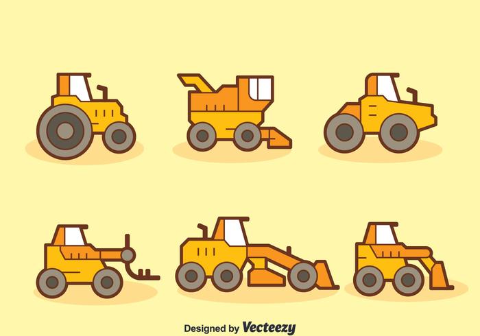 Cartoon Tractors Collection Vector