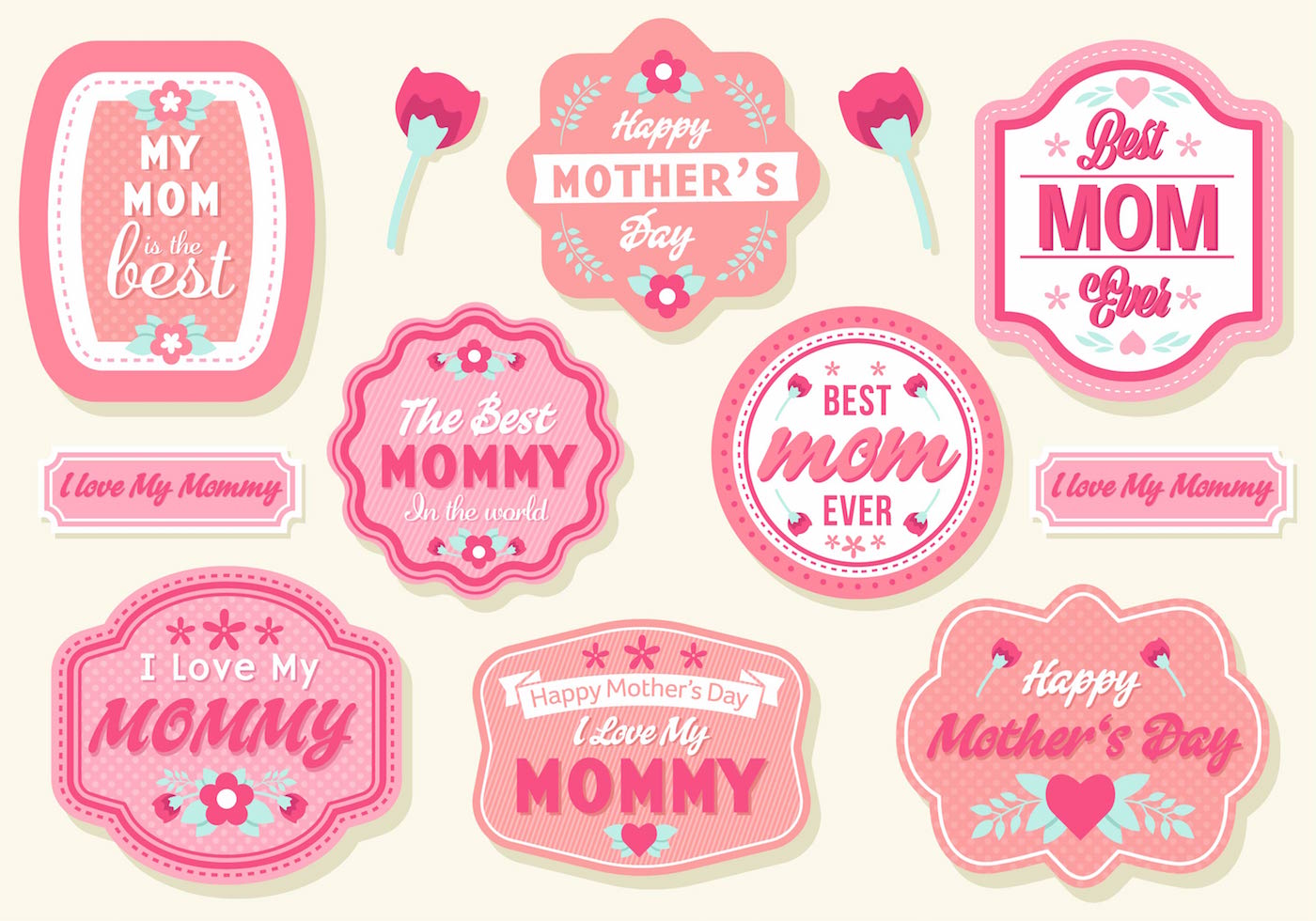 Download Free Mother's Day Badges Vector - Download Free Vectors ...