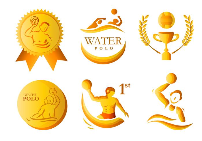 Water polo golden medal vector pack