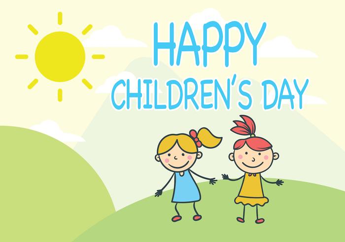 Girls Children's Day Vector