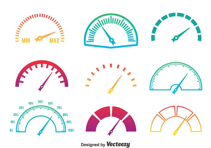 Meter Icons Gradient Colors Vector