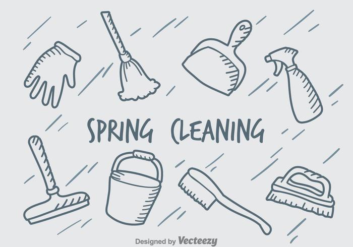 Hand Drawn Spring Cleaning Vector Set