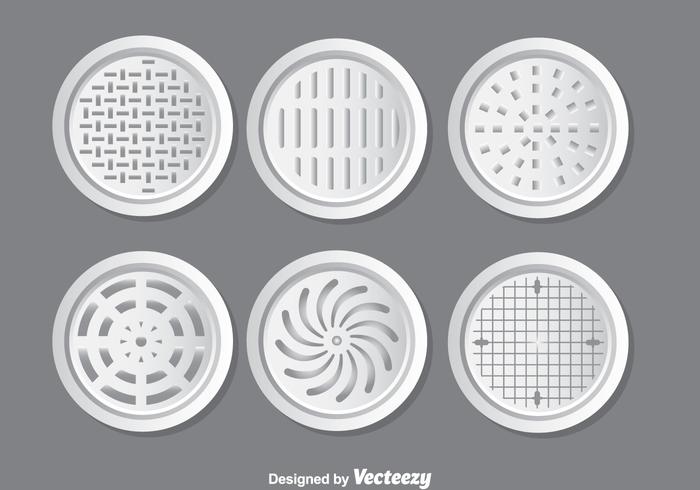 Metal Manhole Covers Vector Set