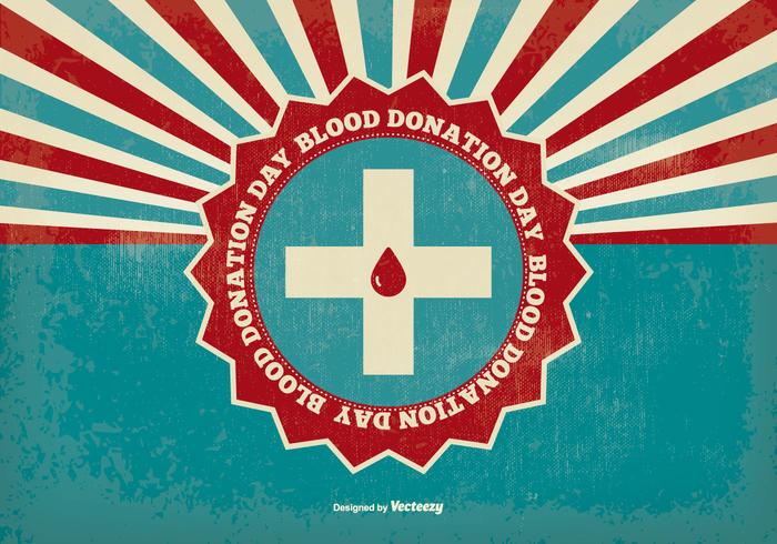 Ilustración retro de la donación de sangre vector