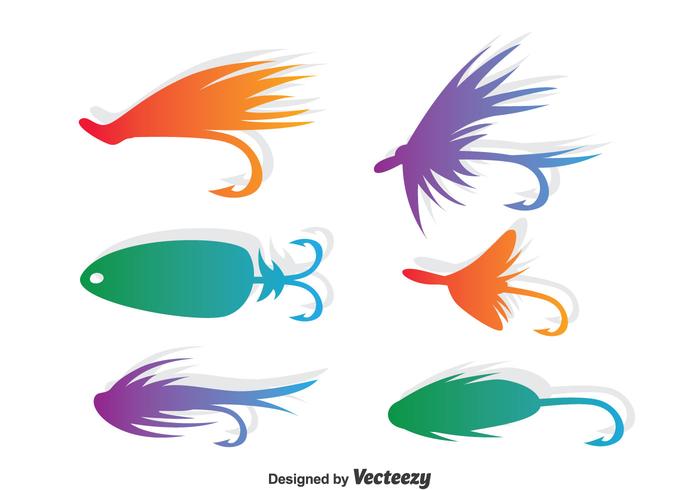 Colorful Fly Fishing Vector Set