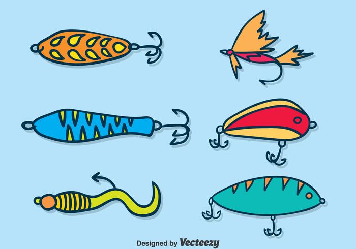 Hand Drawn Fishing Bait Vector Set