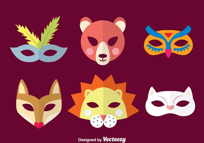 Purim colección de máscara de animales vector