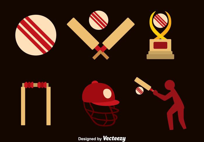 Cricket Element Flat Icons vector