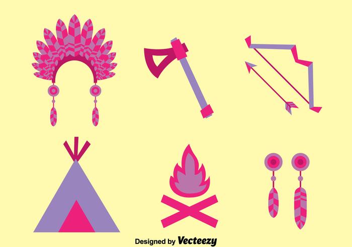 Flat Purple Indian Element Vector Set