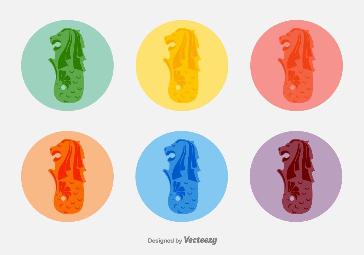 Rounded Merlion Vector Stickers