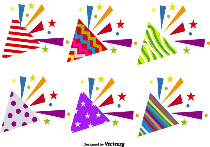 Vector Set Of Party Popper Icons