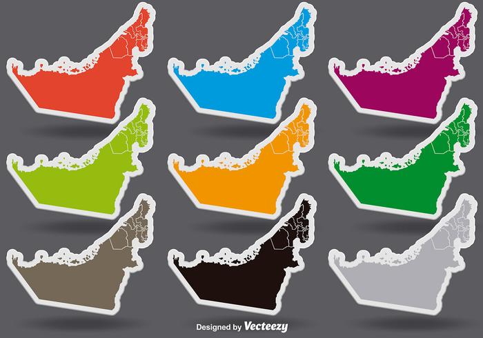 Etiquetas engomadas coloridas de los Emiratos Árabes vector