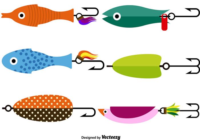 Vector de pesca señuelo Icon Set