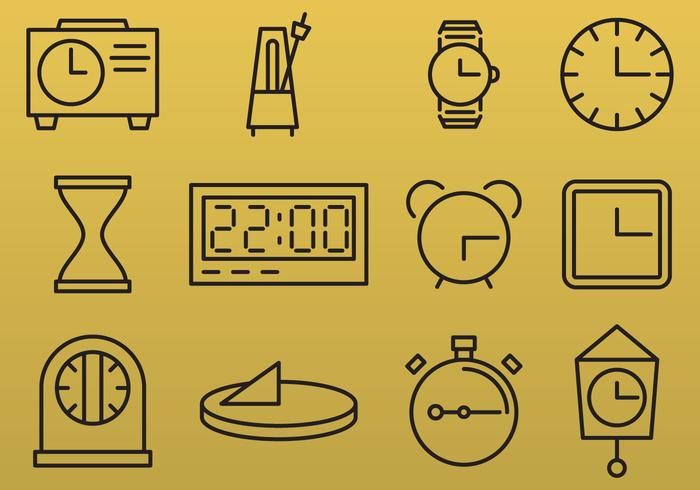 Line Clock Icons vector