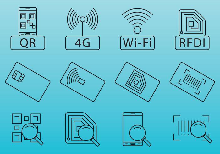 Barcode And RFID Icons vector