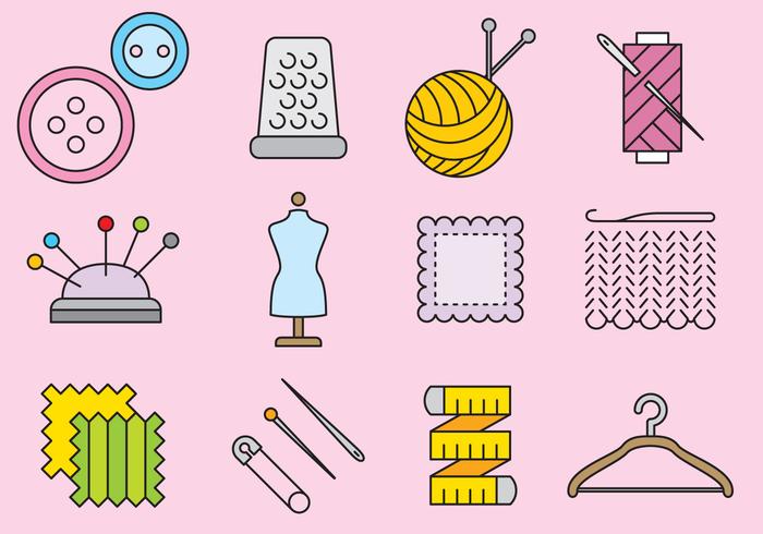 Cute Knitting Icons vector