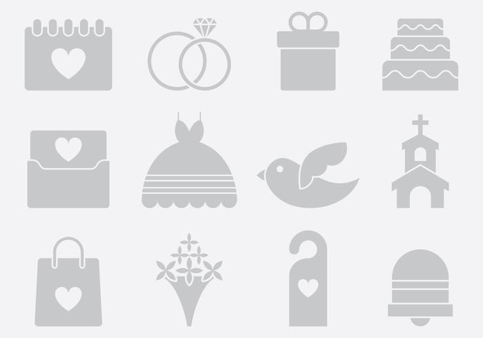 Iconos de la boda gris vector