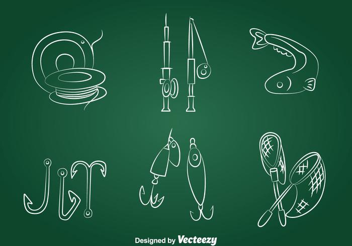 Hand Drawn Fishing Icons Vector