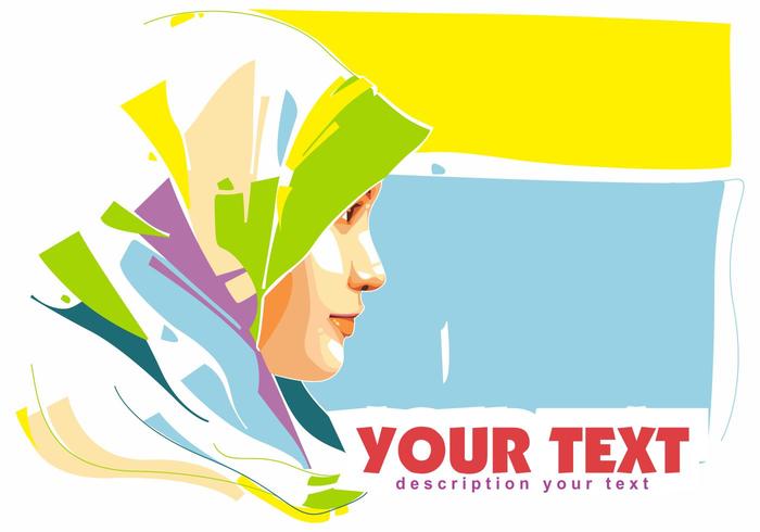 Hijab Mujer Islámica Popart Retrato vector