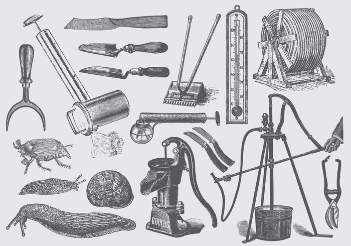 Garden And Farm Tools Set One vector