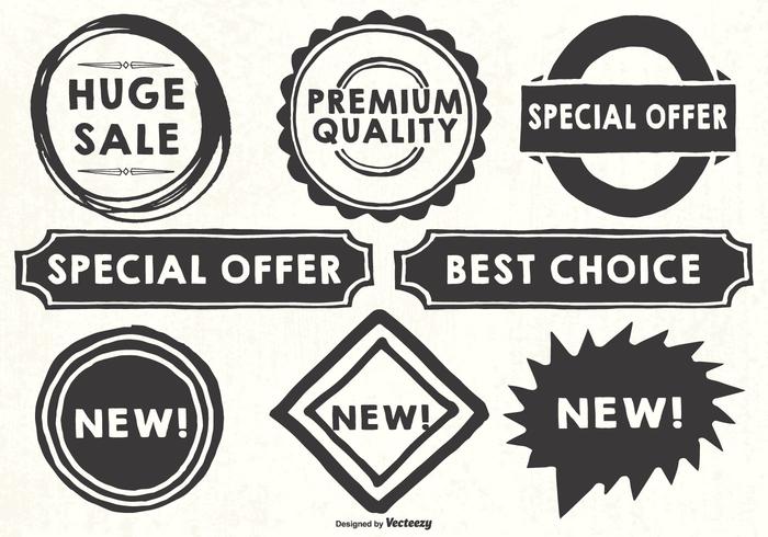 Hand Drawn Style Promotional Labels vector
