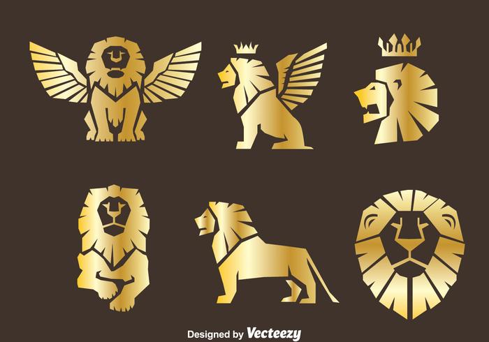 Gold Lion Symbol Vector