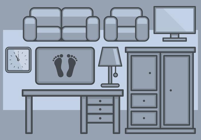 Inicio Iconos de muebles conjunto vector