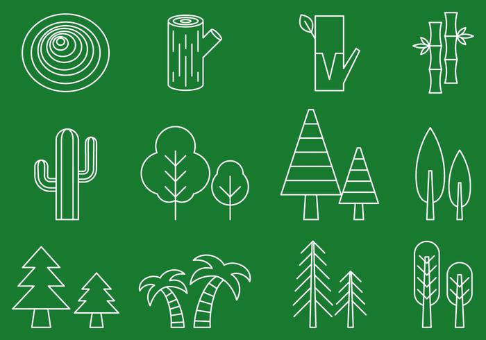 Tree Line Icons vector