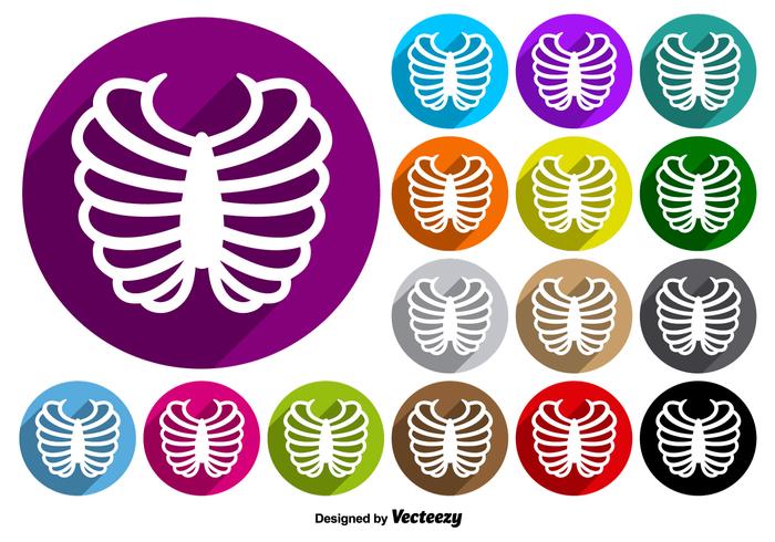 Rib Cage Icon Colorful Buttons Vector Set Rib Cage Icon Colorful Buttons Vector Set