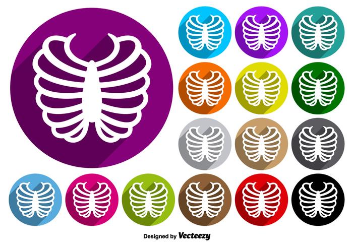 Rib Cage Icon Colorful Buttons Vector Set