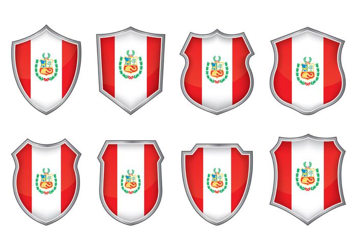 Peru Flag Badge Vectors