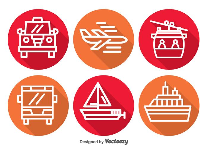 Transportation Long Shadow Icons vector