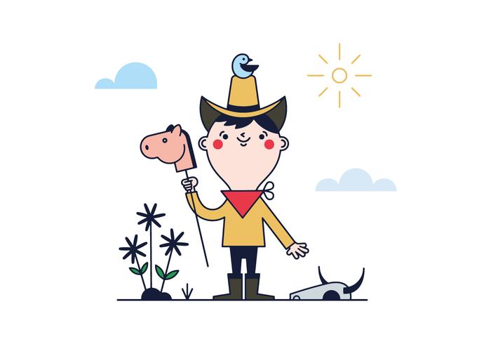 Pequeño Cowboy Vector Gratis