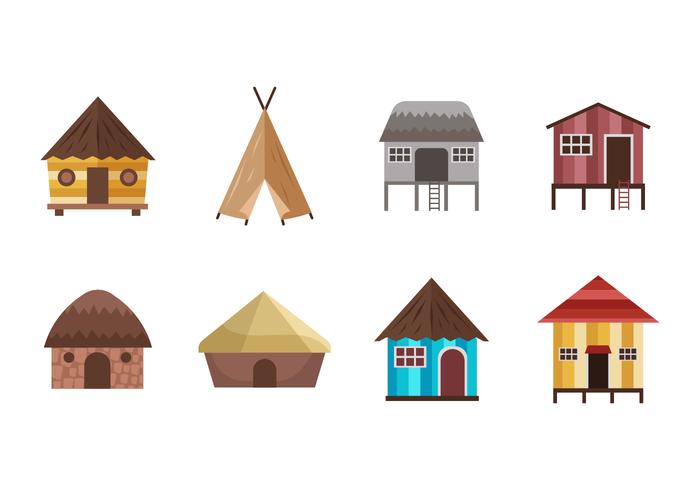 Free Shack and Traditional Housed Vectors Free Shack and Traditional Housed Vectors