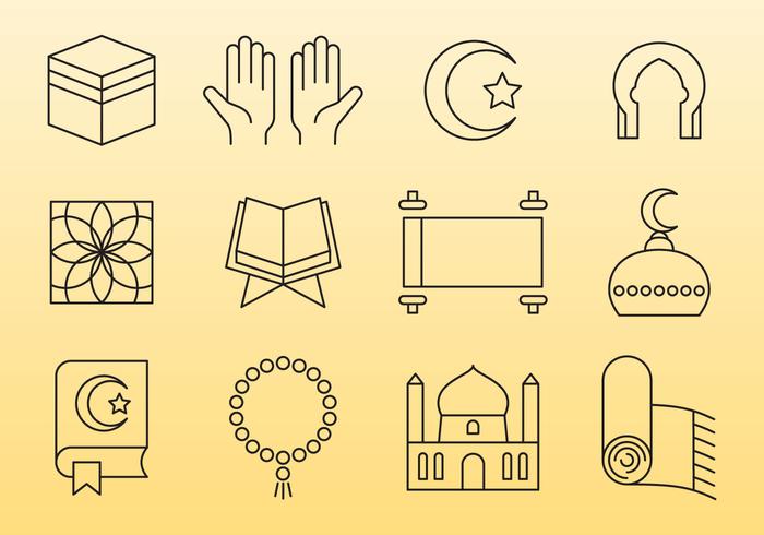 Islamic Line Icons vector