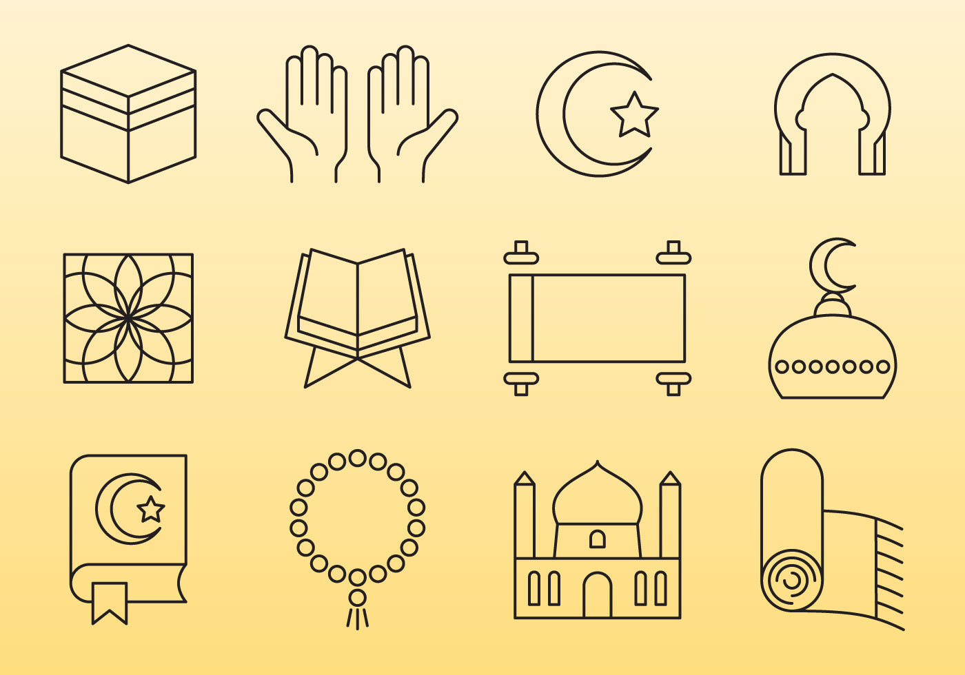 Islamic Line Icons - Download Free Vector Art, Stock 
