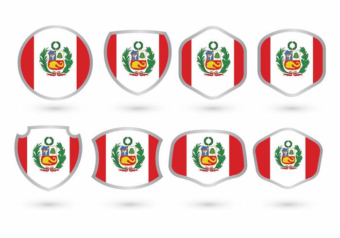 Conjunto de insignias de bandera de Perú vector