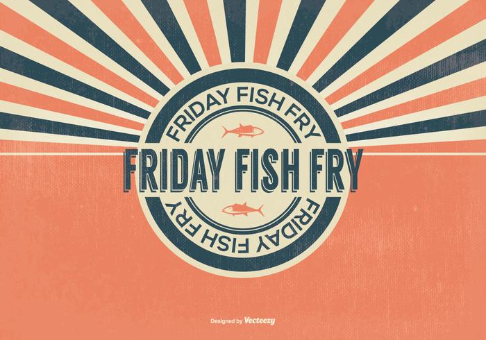 Retro Fish Fry Viernes Ilustración vector