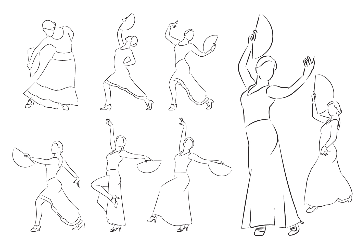 Поэтапные танцы. Танцор фламенко референс. Рисунок танцующих людей. Танец зарисовка. Силуэты людей в движении.