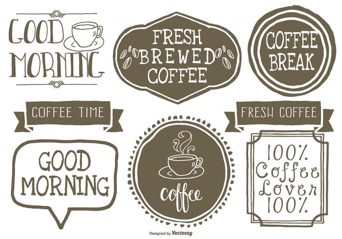 Cute Hand Drawn Style Coffee Lables vector