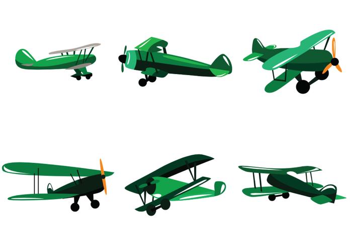 Green Biplane Vector