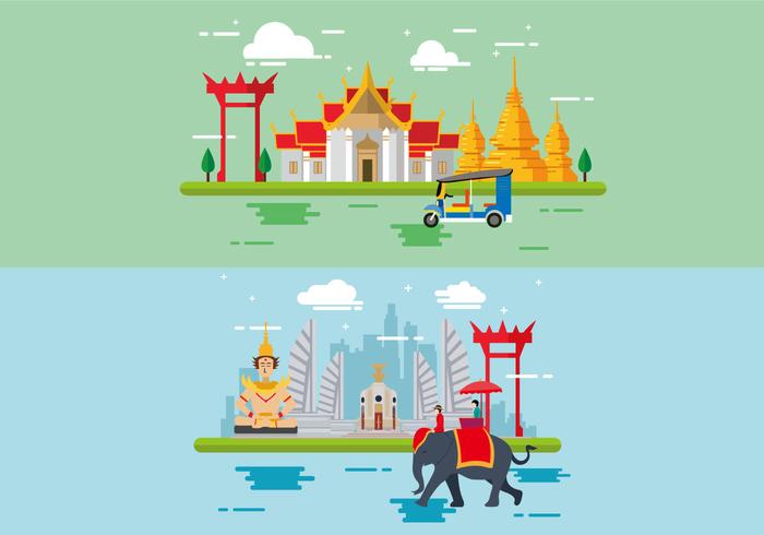 Diseño plano maravilloso de Bangkok vector