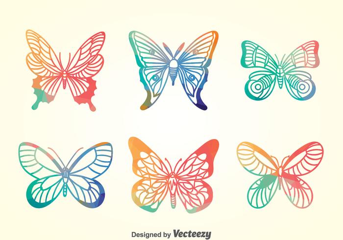 Conjunto de colección de mariposas de colores vector