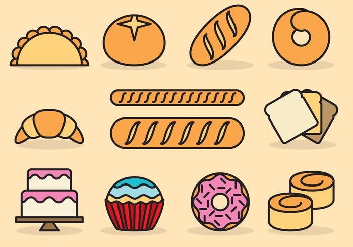 Cute Bread Icons vector