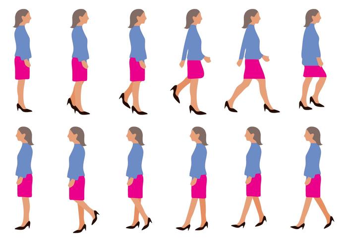 Free Woman Walking Cycle Vector