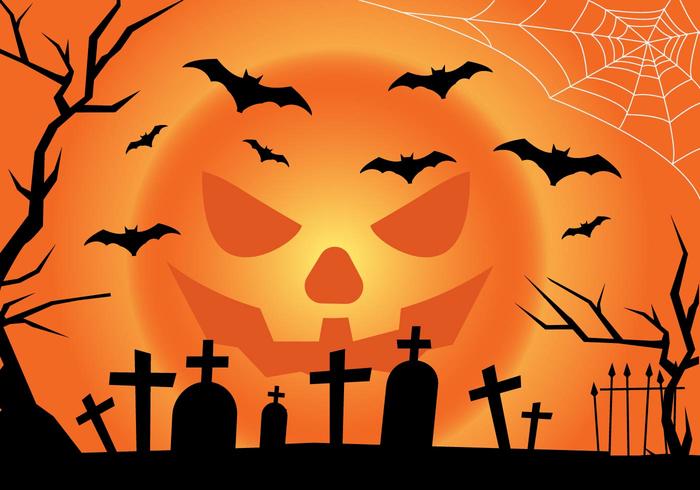 Jack-o-lantern Moon Halloween Landscape vector
