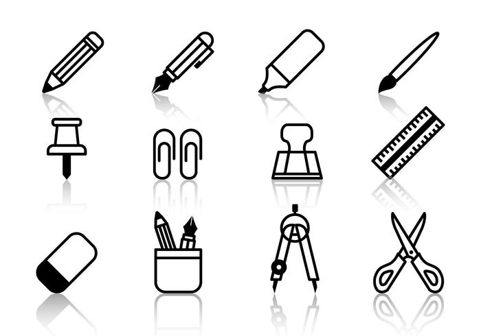 Student Stationery Icons Vector