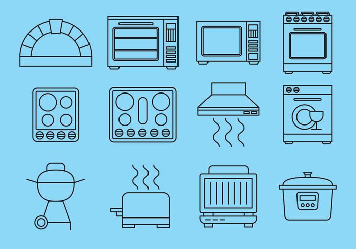 Line Kitchen Items Icons vector