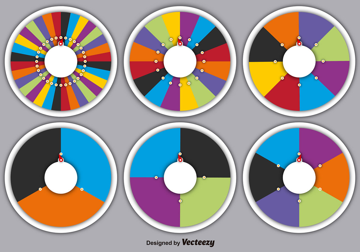 Vector Set Of Spinning Wheels Of Fortune - Download Free Vectors, Clipart Graphics ...